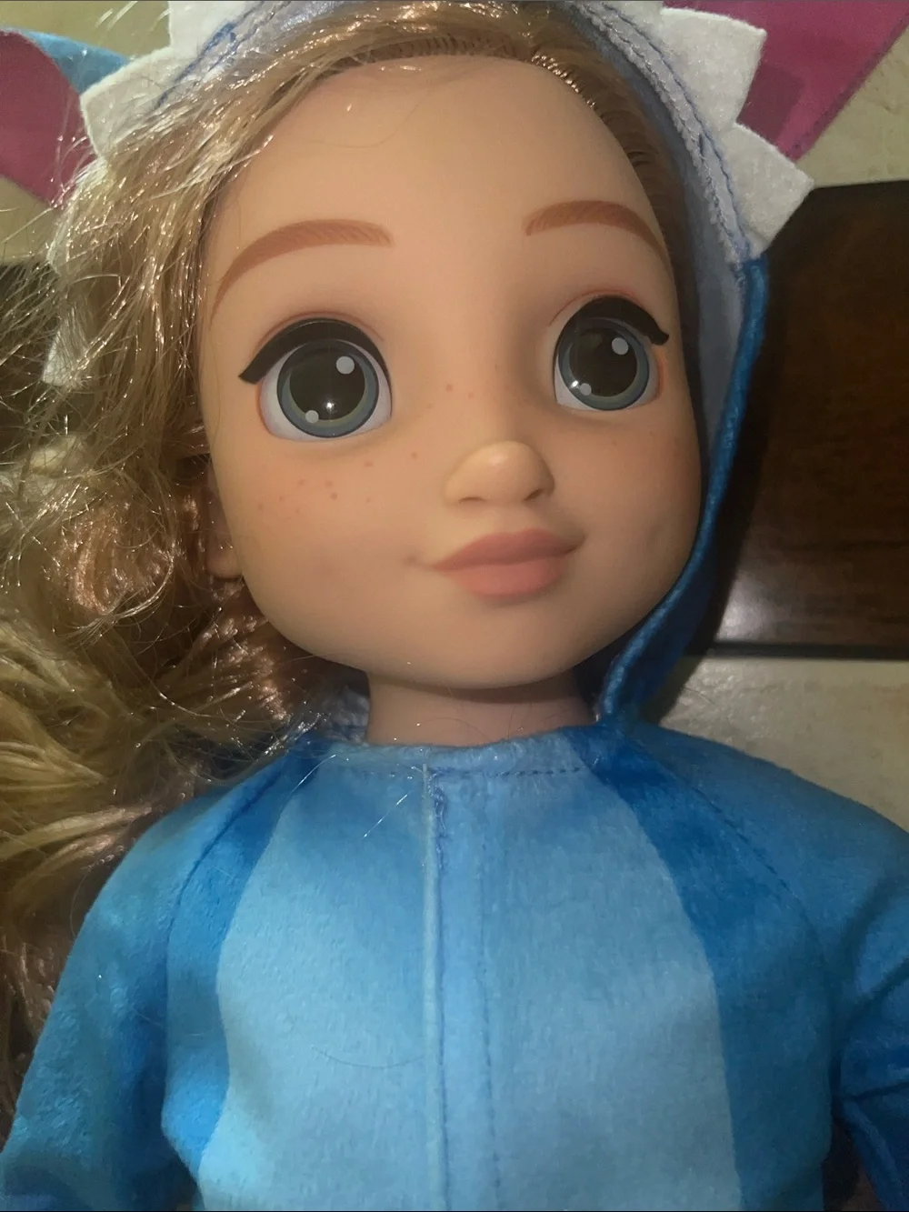 Disney Blonde Doll in Blue Bunny Outfit with Pink Ear Lining